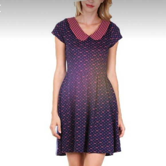 Doe & Rae Pink and Navy Women’s Dress - Size Large - Picture 14 of 16